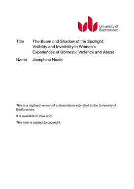 Visibility and Invisibility in Women's Experiences of Domestic Violence