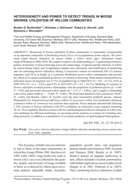 Heterogeneity and Power to Detect Trends in Moose Browse Utilization of Willow Communities