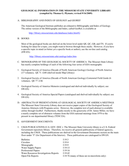 Geologic Information in the Missouri State