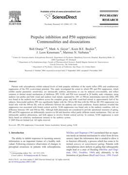 Prepulse Inhibition and P50 Suppression: Commonalities and Dissociations