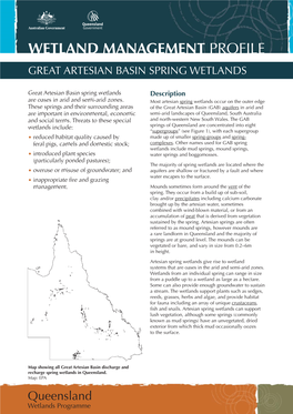 WETLAND MANAGEMENT PROFILE Great Artesian Basin Spring Wetlands