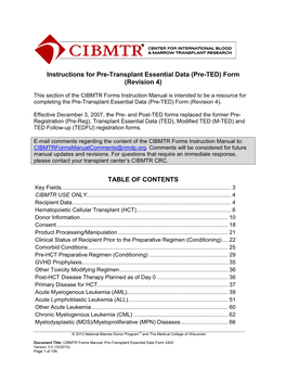Instructions for Pre-Transplant Essential Data (Pre-TED) Form (Revision 4)