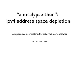 Ipv4 Address Space Depletion