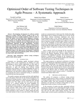 Optimized Order of Software Testing Techniques in Agile Process – a Systematic Approach