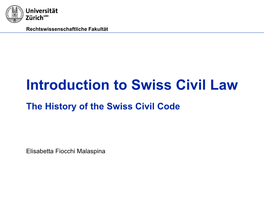 Introduction to Swiss Civil Law