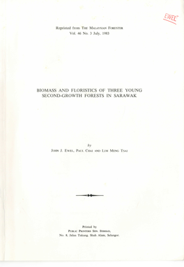 Biomass and Floristics of Three Young Second-Growth Forests in Sarawak