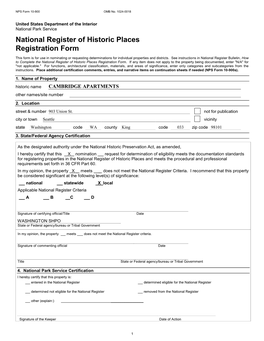 NPS Form 10 900 OMB No. 1024 0018