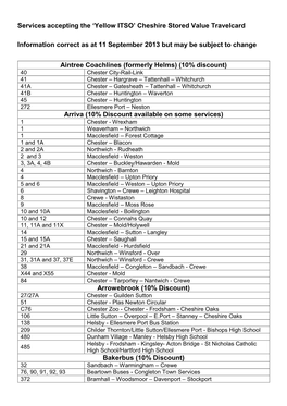 List of Services Accepting the New Yellow ITSO Cheshire Stored Value