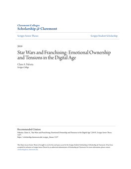 Star Wars and Franchising: Emotional Ownership and Tensions in the Digital Age Claire A