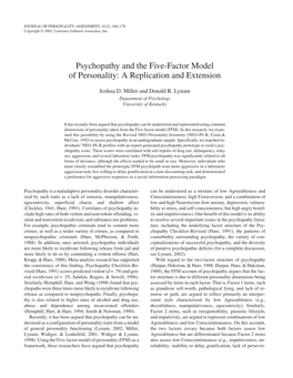 Psychopathy and the Five-Factor Model of Personality