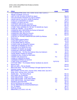 Iowa Doc Disapproved Publications List - June 2019