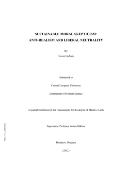 Sustainable Moral Skepticism: Anti-Realism And