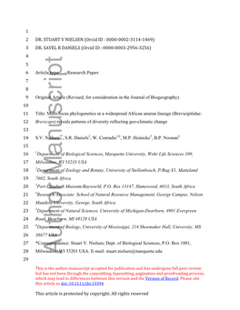 Multilocus Phylogenetics in a Widespread African Anuran Lineage