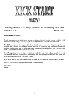 Vintage Motorcycle Club Newsletter Kickstart 2016 08