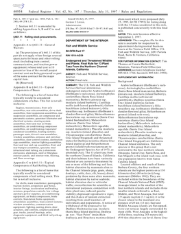 Final Rule for 13 Plant Taxa from the Northern Channel Islands, California