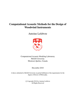 Computational Acoustic Methods for the Design of Woodwind Instruments