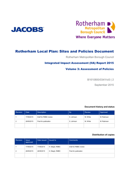 Rotherham Local Plan: Sites and Policies Document Rotherham Metropolitan Borough Council