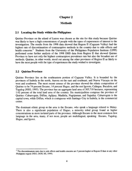 Chapter 2 Methods 2.1 Locating the Study Within the Philippines 2.2