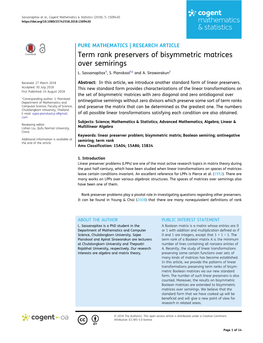 Term Rank Preservers of Bisymmetric Matrices Over Semirings L