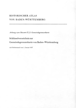 Schlüsselverzeichnis Zur Gemeindegrenzenkarte Von Baden-Württemberg Mit Gebietsstand Vom 1