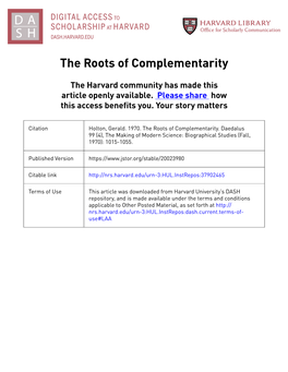 The Roots of Complementarity