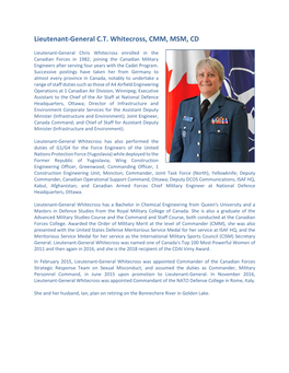 Lieutenant-General C.T. Whitecross, CMM, MSM, CD