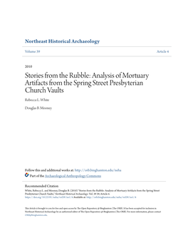 Analysis of Mortuary Artifacts from the Spring Street Presbyterian Church Vaults Rebecca L