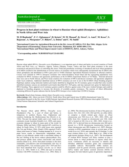 1108 Progress in Host Plant Resistance in Wheat to Russian Wheat Aphid