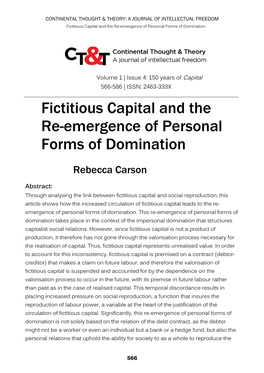 Fictitious Capital and the Re-Emergence of Personal Forms of Domination