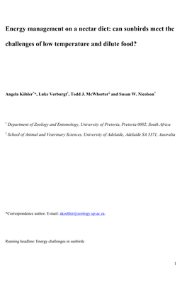 Köhler Et Al. Energy Challenge Sunbirds