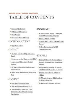 Table of Contents