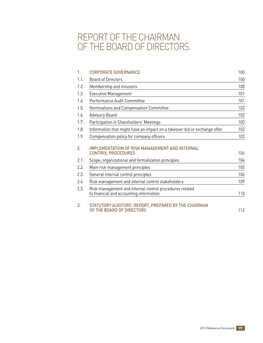 Report on Corporate Governance and Internal Control Procedures