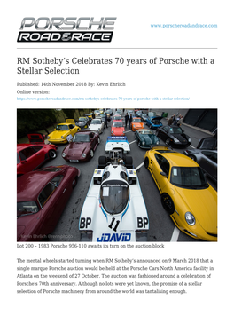 RM Sotheby's Celebrates 70 Years of Porsche with a Stellar Selection