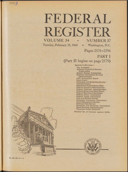 FEDERAL REGISTER VOLUME 34 • NUMBER37 Tuesday, February 25, 1969 • Washington, D.C