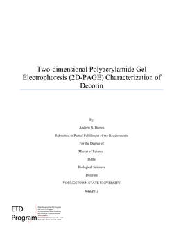 Two-Dimensional Polyacrylamide Gel Electrophoresis (2D-PAGE) Characterization of Decorin   