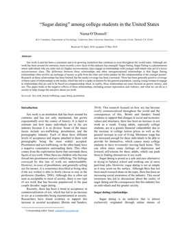 “Sugar Dating” Among College Students in the United States