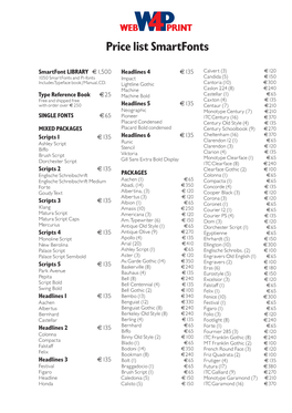 Smartfont Price List 1..2