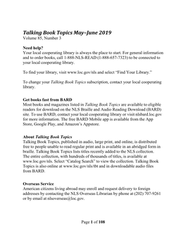 Talking Book Topics May-June 2019
