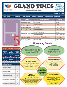 GRAND TIMES Published for Mille Lacs Corporate Ventures Associates Grand Casino Hinckley Edition