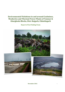 Environmental Violations in and Around Coalmines, Washeries and Thermal Power Plants of Tamnar & Gharghoda Blocks, Dist