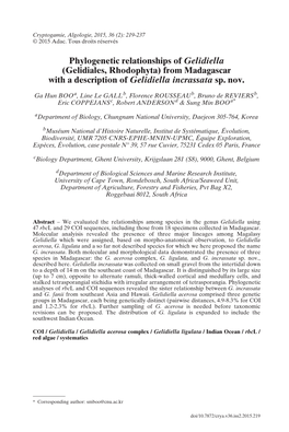 From Madagascar with a Description of Gelidiella Incrassata Sp. Nov