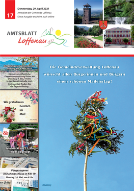 Amtsblatt Der Gemeinde Loffenau 17 Diese Ausgabe Erscheint Auch Online