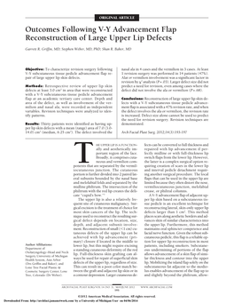 Outcomes Following V-Y Advancement Flap Reconstruction of Large Upper Lip Defects