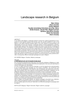 Landscape Research in Belgium