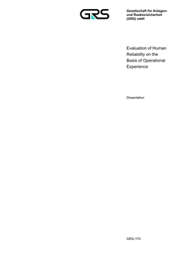 Evaluation of Human Reliability on the Basis of Operational Experience