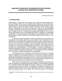 Naolinco, Veracruz, Un Diagnóstico Del Estado Actual De Su Gestión Cultural