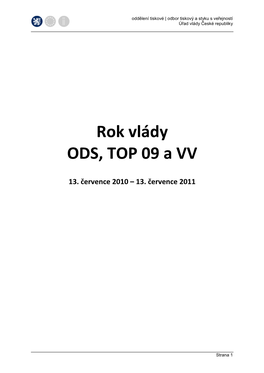 Rok Vlády ODS, TOP 09 a VV