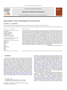 Spiny Plants in the Archaeological Record of Israel