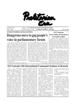 Dangerous Move to Gag People's Voice in Parliamentary Forum