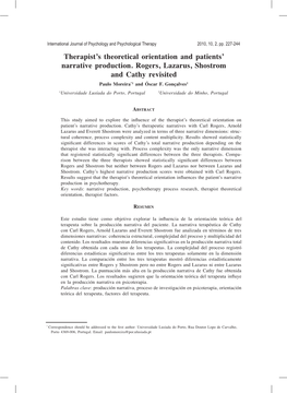 Therapist's Theoretical Orientation and Patients' Narrative Production